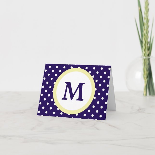 Monogram Blue Yellow Polka Dot Persönliche Note Ca (Vorderseite)