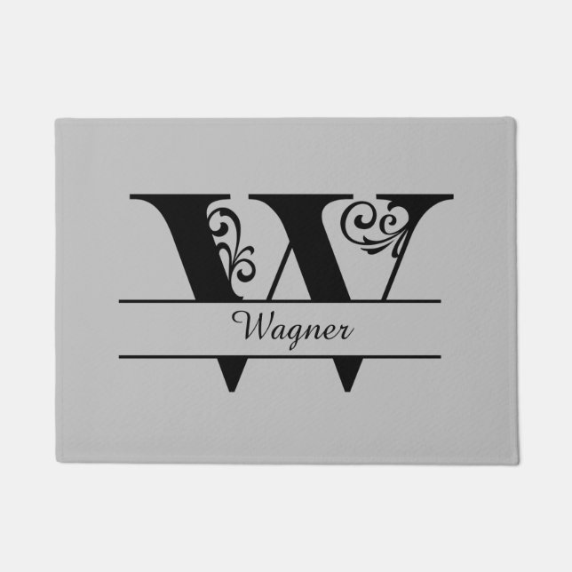 Monogram Blühe Letter W mit Name Doormat Fußmatte (Vorderseite)