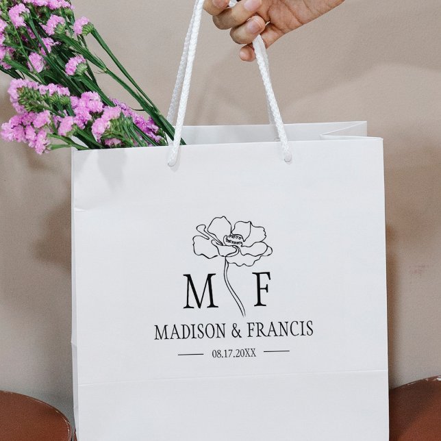 Monogram Blume Custom Wedding Bag Gummistempel (Von Creator hochgeladen)
