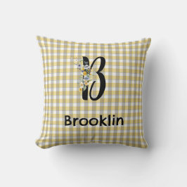 Monogram Blume Gingham-Graumuster Kissen