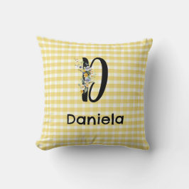 Monogram-Blume-Gingham-Muster Kissen