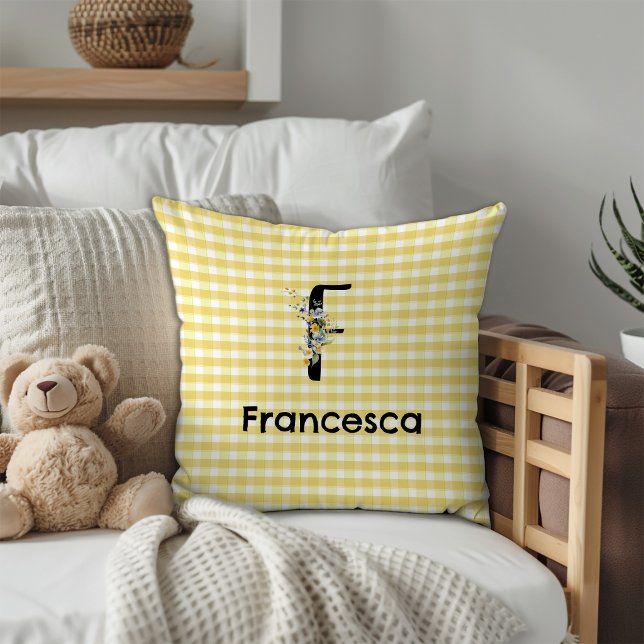 Monogram-Blume-Gingham-Muster Kissen (Von Creator hochgeladen)