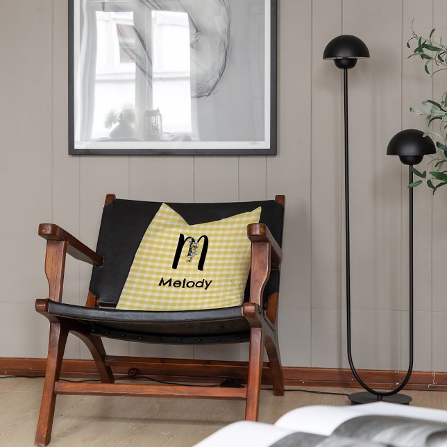 Monogram-Blume-Gingham-Muster Kissen (Von Creator hochgeladen)