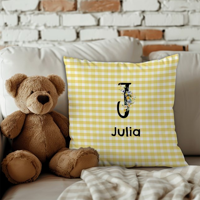 Monogram-Blume-Gingham-Muster Kissen (Von Creator hochgeladen)