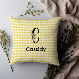 Monogram-Blume-Gingham-Muster Kissen