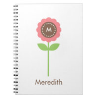 Monogram-Blume-Personalisiert-Notebook