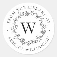 Monogram-Blumenschrei aus dem Library-Buchzeichen