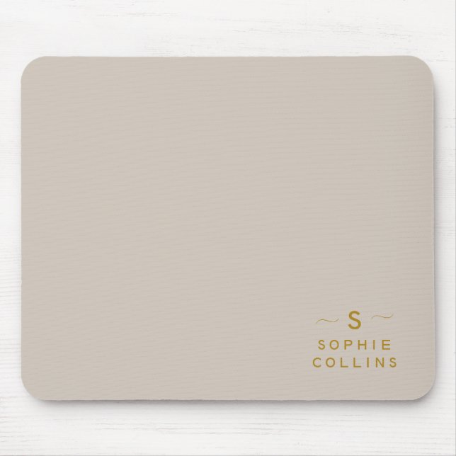 Monogram Blush Cream Gold Minimalistischer Elegant Mousepad (Vorne)