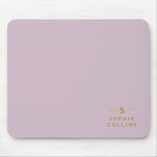 Monogram Blush Lavande Gold Minimalistischer Name Mousepad