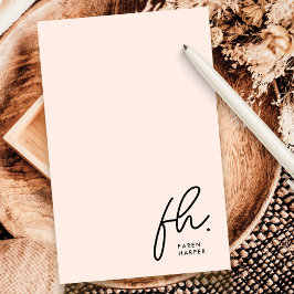 Monogram Blush Modernes Chic Script Gesellschaftsn Mitteilungskarte