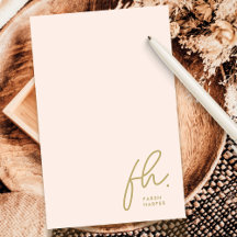 Monogram Blush Modernes Chic Script Gesellschaftsn