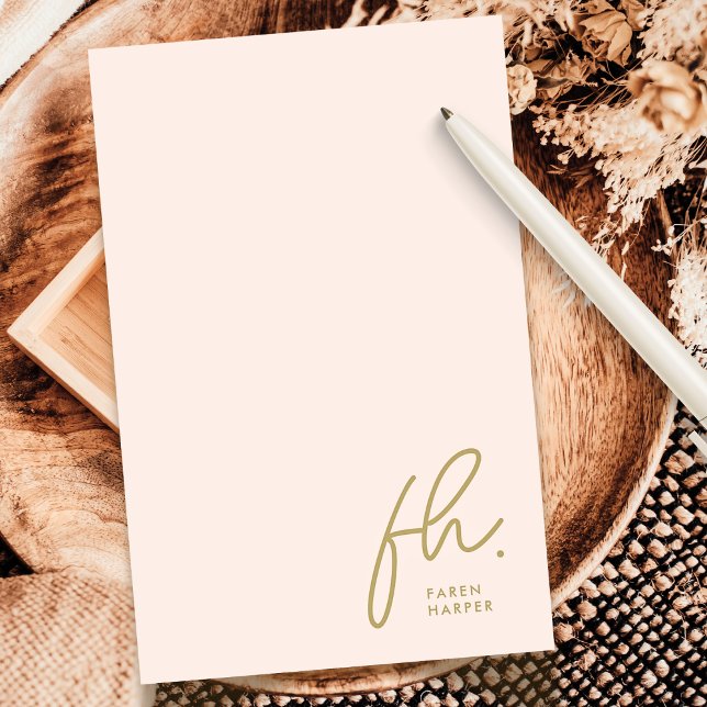 Monogram Blush Modernes Chic Script Gesellschaftsn Mitteilungskarte (Von Creator hochgeladen)