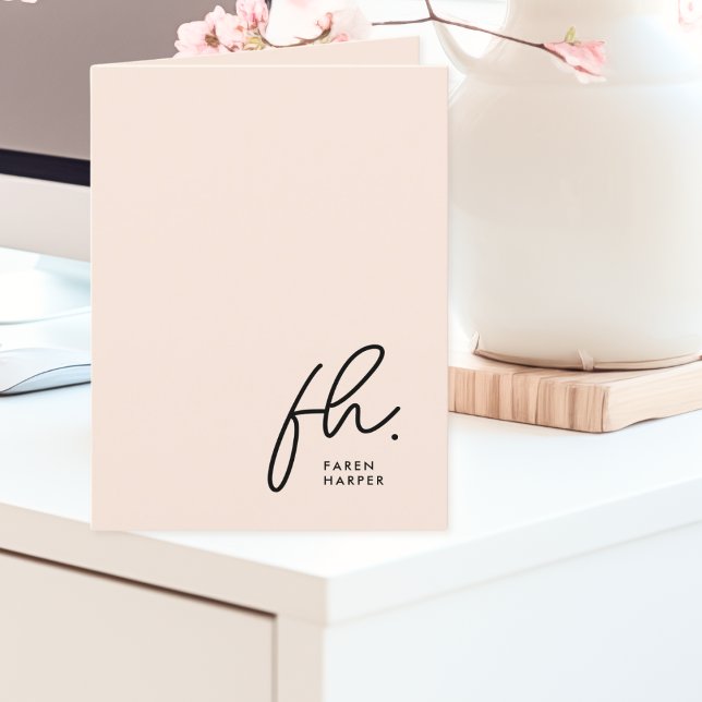 Monogram Blush Modernes Chic Script Sozialer Hinwe Dankeskarte (Von Creator hochgeladen)