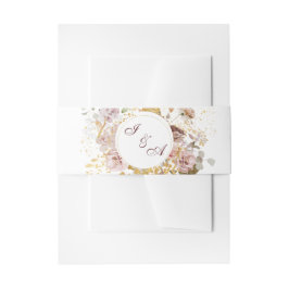 Monogram Blush Peony & Gold Burgundy Bloral Einladungsbanderole