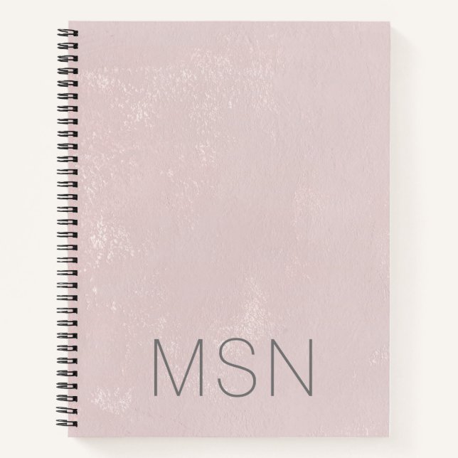 Monogram Blush Pink Abstraktes Notebook Notizbuch (Vorderseite)
