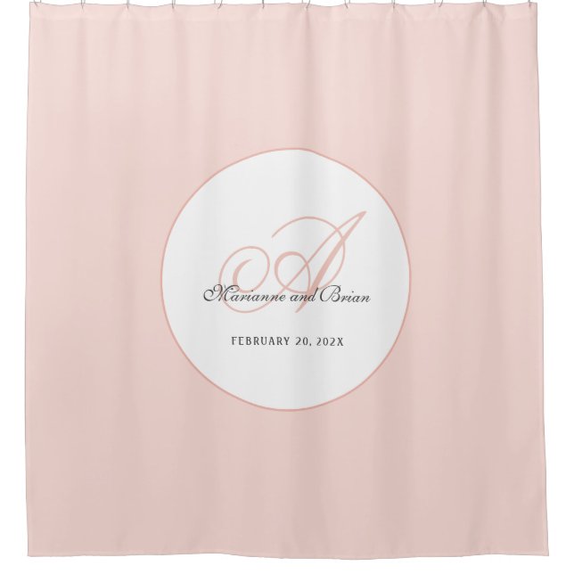 Monogram Blush Pink and White Duschvorhang (Vorderseite)