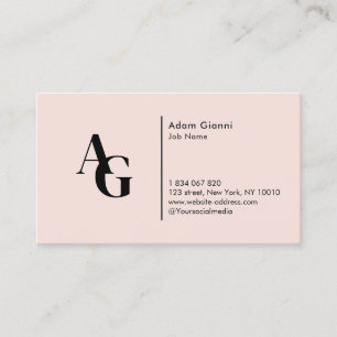 Monogram Blush Pink Business Card Visitenkarte