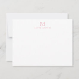Monogram Blush Pink Einfach klassisch elegant Stil Mitteilungskarte