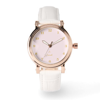 Monogram Blush Pink | Elegant Gold Minimalist Armbanduhr