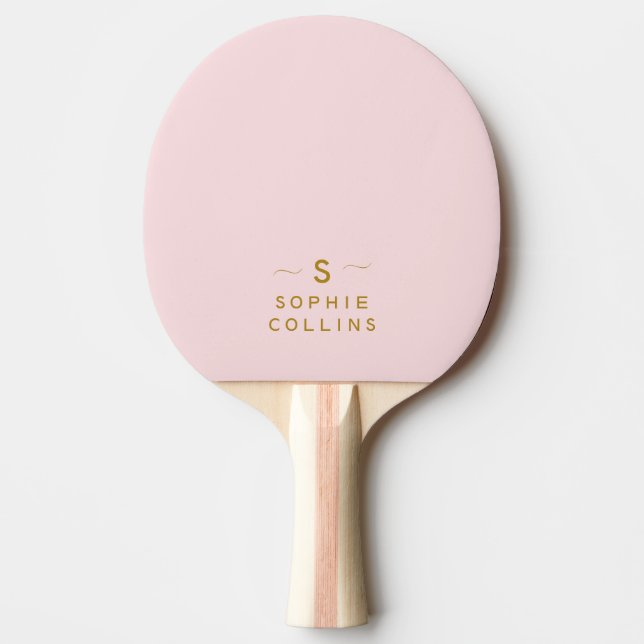 Monogram Blush Pink Gold Minimalistischer Elegante Tischtennis Schläger (Vorderseite)