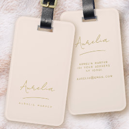 Monogram Blush Pink Gold Moderne Feminine Gepäckanhänger