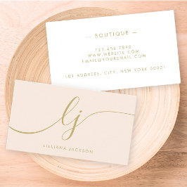 Monogram Blush Pink Gold Modernes Minimalistisches Visitenkarte