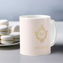 Monogram Blush Pink Gold Vintager Name des Verzier