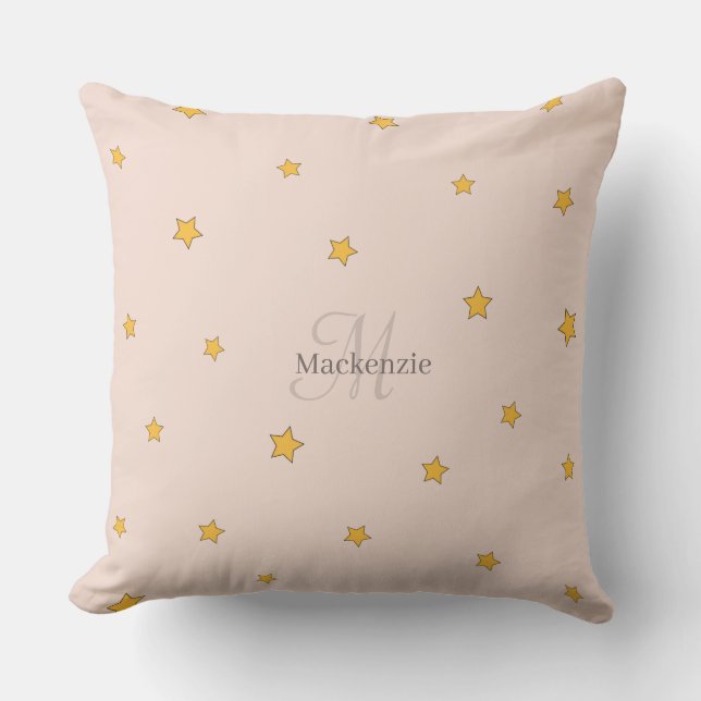 Monogram Blush Pink Grau Lucky Stars Kissen Kissen (Vorderseite)