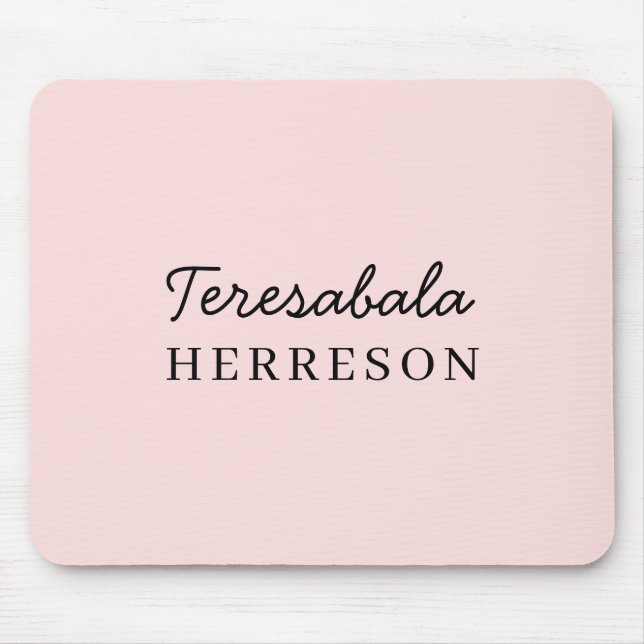 Monogram Blush Pink Modern Minimalist Feminine Sty Mousepad (Vorne)