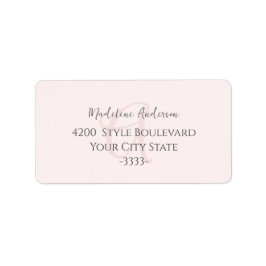 Monogram Blush Pink Moderne Minimalistische Femini Adressaufkleber