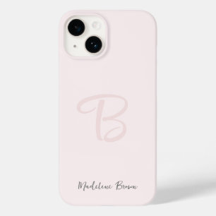 Monogram Blush Pink Moderne Minimalistische Femini Case-Mate iPhone 14 Hülle