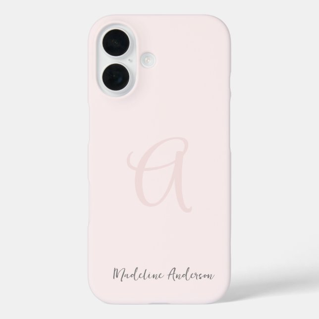 Monogram Blush Pink Moderne Minimalistische Femini Case-Mate iPhone Hülle (Rückseite)