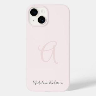 Monogram Blush Pink Moderne Minimalistische Femini Case-Mate iPhone 14 Hülle