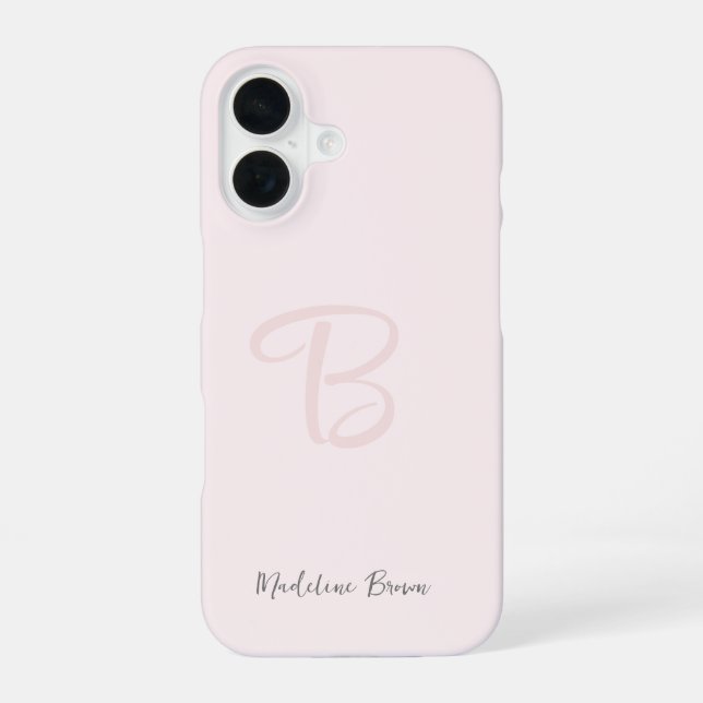 Monogram Blush Pink Moderne Minimalistische Femini iPhone 16 Hülle (Rückseite)