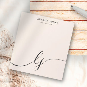 Monogram Blush Pink Moderne Minimalistische Femini Notizblock