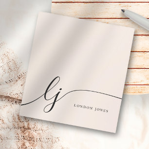 Monogram Blush Pink Moderne Minimalistische Femini Notizblock
