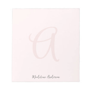 Monogram Blush Pink Moderne Minimalistische Femini Notizblock
