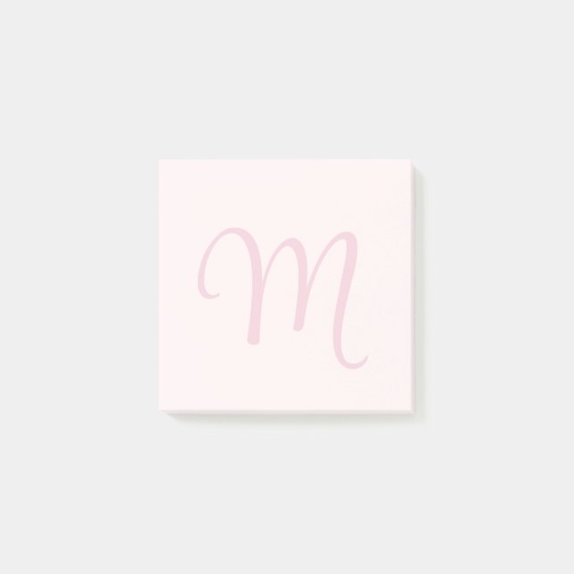 Monogram Blush Pink Moderne Minimalistische Femini Post-it Klebezettel (Vorderseite)