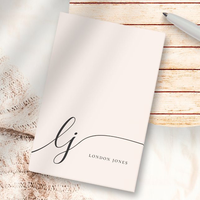 Monogram Blush Pink Moderne Minimalistische Femini Post-it Klebezettel (Von Creator hochgeladen)