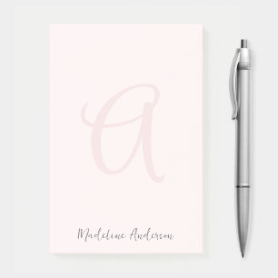 Monogram Blush Pink Moderne Minimalistische Femini Post-it Klebezettel