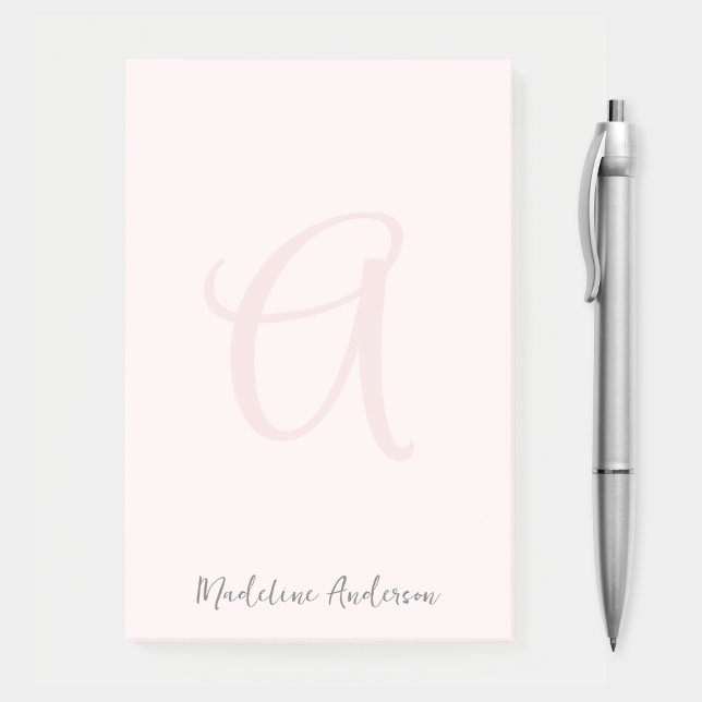 Monogram Blush Pink Moderne Minimalistische Femini Post-it Klebezettel (Von Creator hochgeladen)