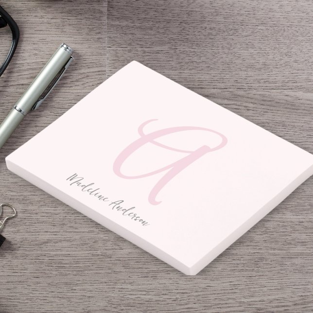 Monogram Blush Pink Moderne Minimalistische Femini Post-it Klebezettel (Von Creator hochgeladen)