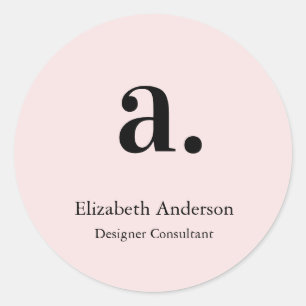 Monogram Blush Pink Moderne Minimalistische Femini Runder Aufkleber