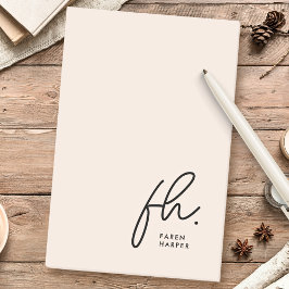 Monogram Blush Pink Modernes Script Feminine Minim Post-it Klebezettel