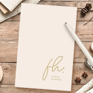 Monogram Blush Pink Modernes Script Feminine Minim Post-it Klebezettel