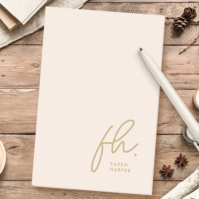 Monogram Blush Pink Modernes Script Feminine Minim Post-it Klebezettel (Von Creator hochgeladen)