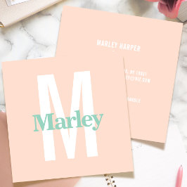 Monogram Blush Pink Niedlich Chic Fett Stilvoll Tr Quadratische Visitenkarte