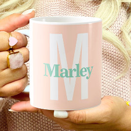 Monogram Blush Pink Niedlich fett Stilvoll Trendy  Kaffeetasse