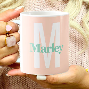 Monogram Blush Pink Niedlich fett Stilvoll Trendy Kaffeetasse