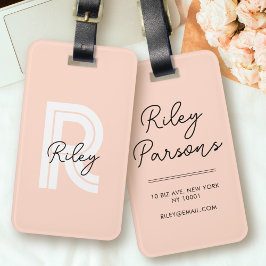 Monogram Blush Pink Niedlich Girly Chic Retro Stil Gepäckanhänger